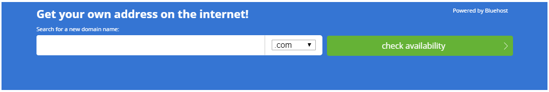 Bluehost Domain Search Box